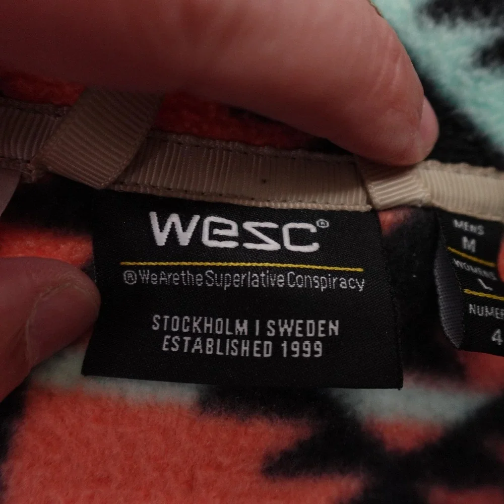 WeSC Jacket Mens Medium Moritz Aztec Fleece Full Zip Outdoor Hiking M414575T